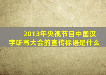 2013年央视节目中国汉字听写大会的宣传标语是什么