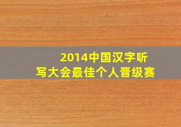 2014中国汉字听写大会最佳个人晋级赛