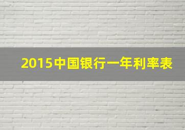 2015中国银行一年利率表