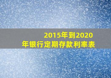 2015年到2020年银行定期存款利率表