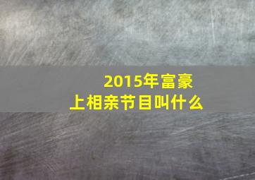 2015年富豪上相亲节目叫什么