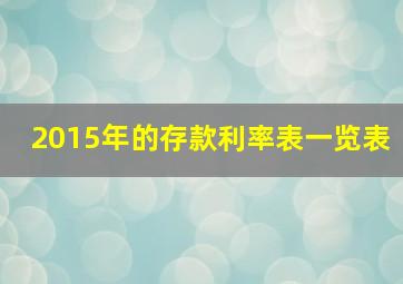 2015年的存款利率表一览表