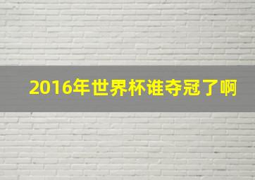 2016年世界杯谁夺冠了啊