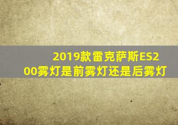 2019款雷克萨斯ES200雾灯是前雾灯还是后雾灯