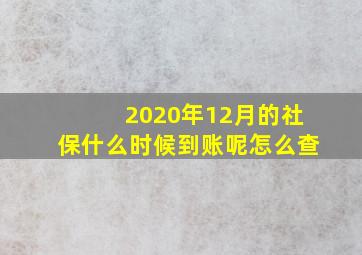 2020年12月的社保什么时候到账呢怎么查