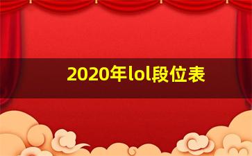 2020年lol段位表