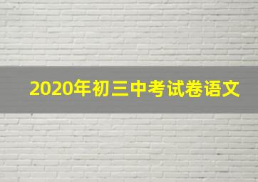 2020年初三中考试卷语文