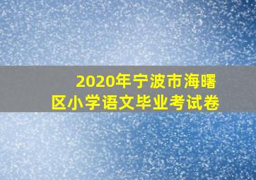 2020年宁波市海曙区小学语文毕业考试卷