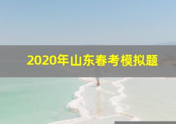 2020年山东春考模拟题