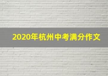 2020年杭州中考满分作文