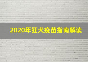 2020年狂犬疫苗指南解读