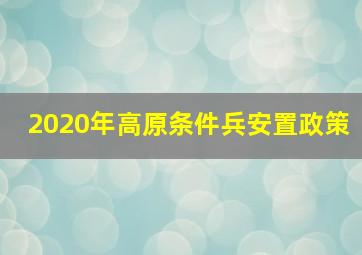 2020年高原条件兵安置政策