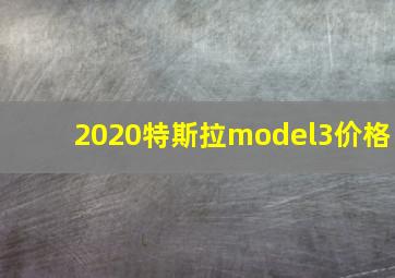 2020特斯拉model3价格