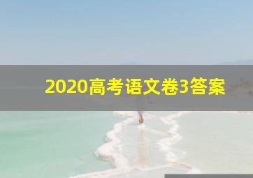 2020高考语文卷3答案