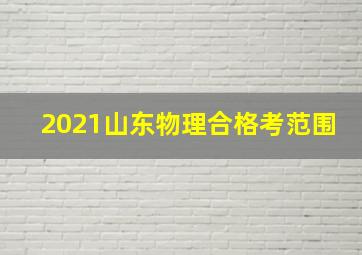 2021山东物理合格考范围