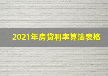 2021年房贷利率算法表格