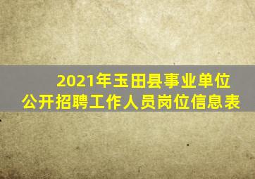 2021年玉田县事业单位公开招聘工作人员岗位信息表