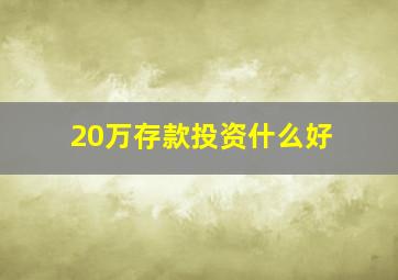 20万存款投资什么好