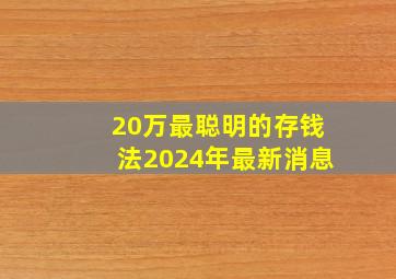 20万最聪明的存钱法2024年最新消息