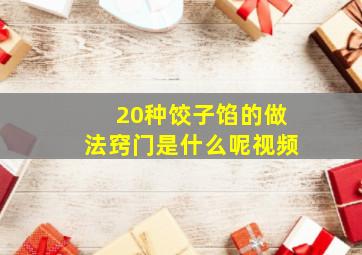 20种饺子馅的做法窍门是什么呢视频