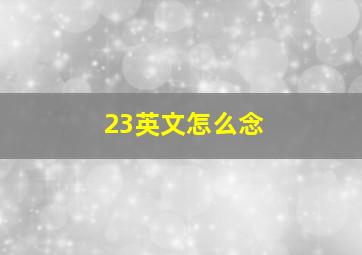 23英文怎么念