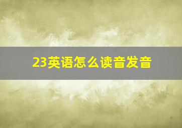 23英语怎么读音发音