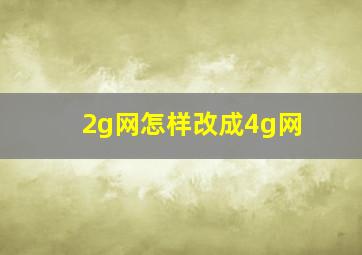 2g网怎样改成4g网