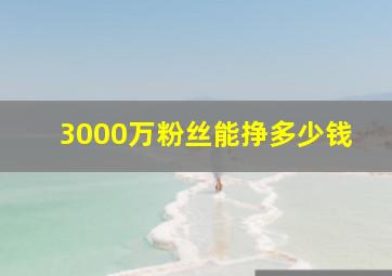 3000万粉丝能挣多少钱