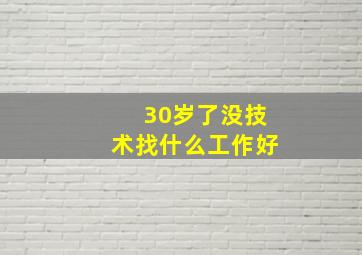 30岁了没技术找什么工作好