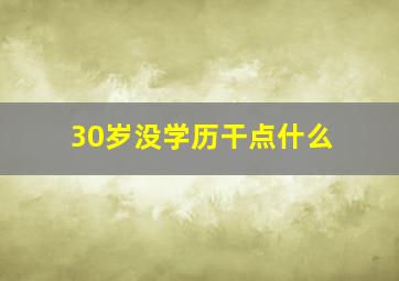 30岁没学历干点什么