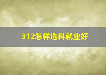 312怎样选科就业好