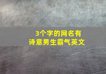 3个字的网名有诗意男生霸气英文