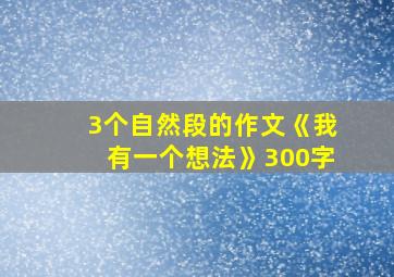 3个自然段的作文《我有一个想法》300字