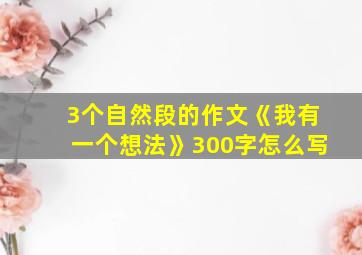 3个自然段的作文《我有一个想法》300字怎么写