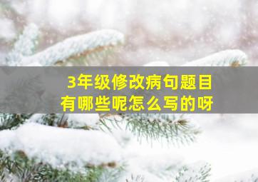 3年级修改病句题目有哪些呢怎么写的呀