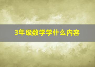 3年级数学学什么内容