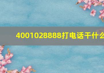 4001028888打电话干什么