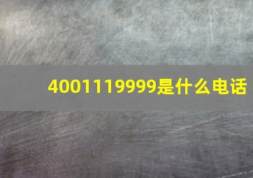 4001119999是什么电话