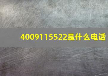 4009115522是什么电话