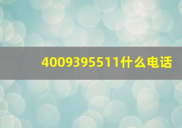 4009395511什么电话