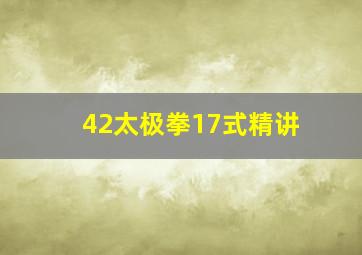 42太极拳17式精讲