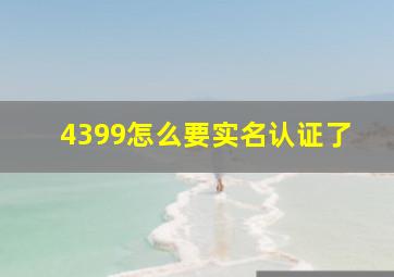 4399怎么要实名认证了