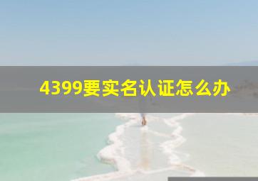 4399要实名认证怎么办