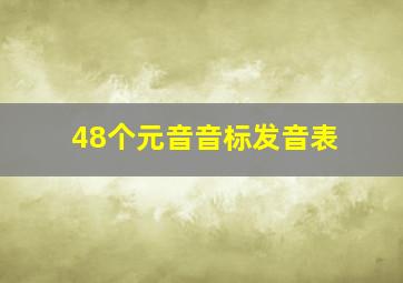 48个元音音标发音表