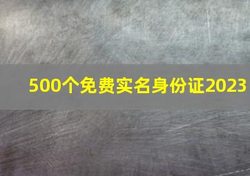 500个免费实名身份证2023