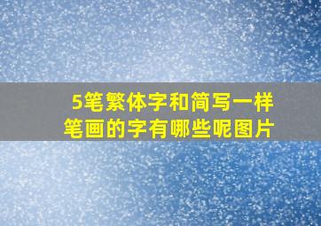 5笔繁体字和简写一样笔画的字有哪些呢图片