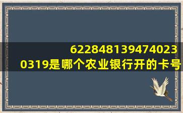 6228481394740230319是哪个农业银行开的卡号