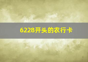 6228开头的农行卡