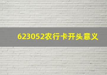 623052农行卡开头意义