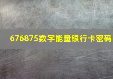 676875数字能量银行卡密码